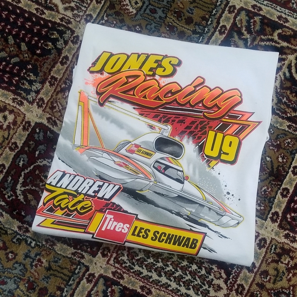 Les Schwab Jones Racing Andrew Tate Hydroplane Racing Tee